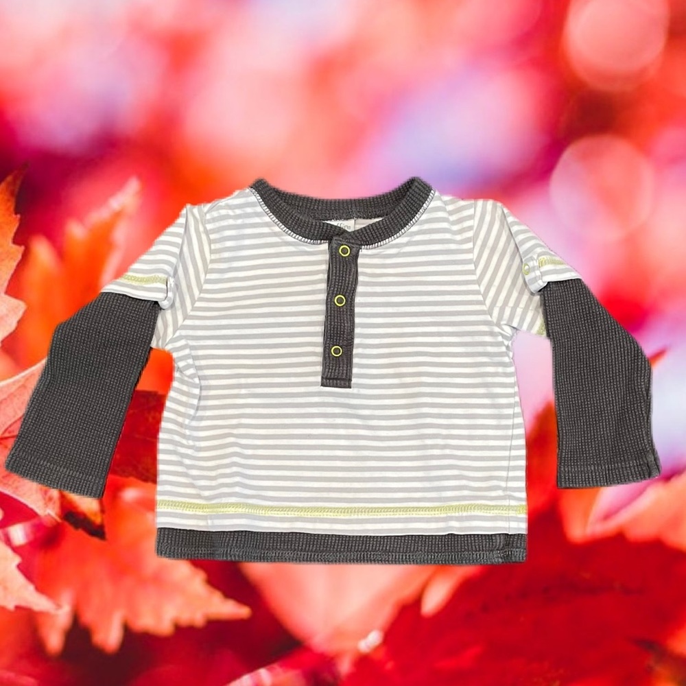Long sleeve grey and white shirt with thermal sleeves 18 months by Mini Muffin